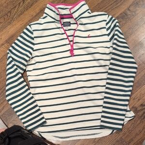 Joules Green And Cream Striped Quarter Zip